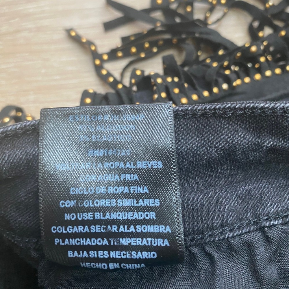Fashion Nova Black Studded Fringe Side Jeans Plus Size 1X Western Festival Denim - Picture 4 of 8